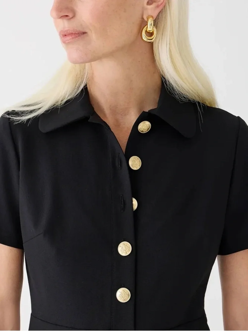 NWT J. CREW Collared Sheath Dress in Black Bi-Stretch Wool Blend